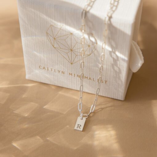 Personalized Paperclip Chain Necklace with Initial Charm A Timeless Gift for Mom (NM115bNIF33) - Image 5