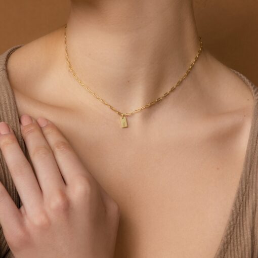 Personalized Paperclip Chain Necklace with Initial Charm A Timeless Gift for Mom (NM115bNIF33) - Image 4