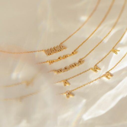 Caitlyn Minimalist Dainty Mama Necklace Sterling Silver or Gold, Perfect for Moms - Image 6