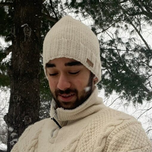 100% Lambswool Hand-Knitted Fleece-Lined Fair Isle Winter Bobble Beanie for Men and Women by Alma Knitwear - Image 5