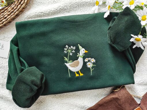 Embroidered Duck Sweatshirt A Quacking Good Time with Silly Goose and Daisy - Image 2