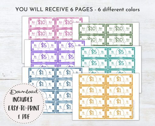 Rewarding Kids with Fun and Editable Mom Bucks Printable Chore Bucks, Allowance Play Money - Image 2