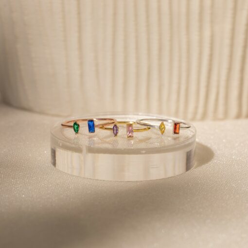 Caitlyn Minimalist Duo Birthstone Ring Celebrate Your Bond with a Timeless Treasure - Image 3