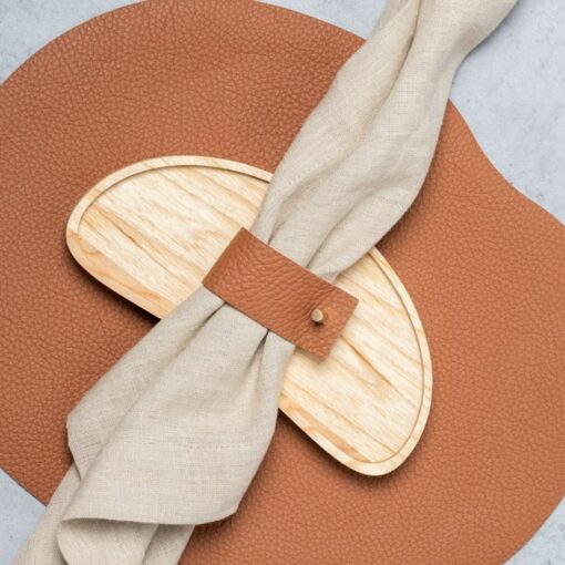 Modern Leather Napkin Rings with Brass, Steel, or Wooden Pin | Elevate Your Table Decor - Image 6