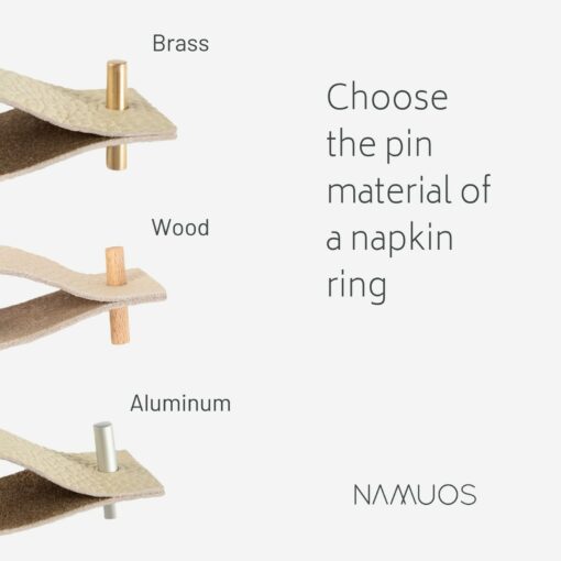 Modern Leather Napkin Rings with Brass, Steel, or Wooden Pin | Elevate Your Table Decor - Image 4