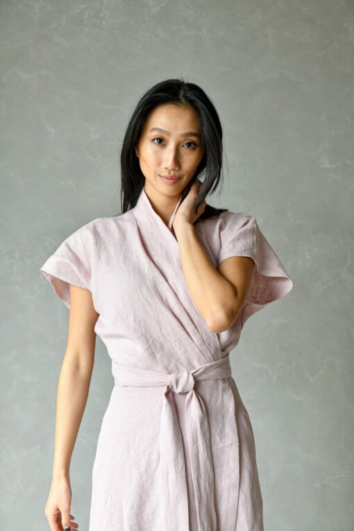 Enchanting HARPER Flowing Linen Wrap Dress for Summer Grace and Timeless Elegance - Image 6