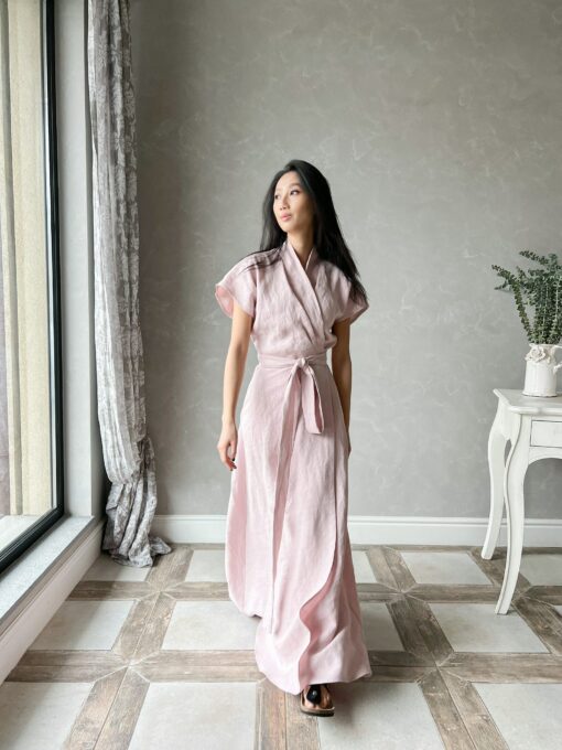 Enchanting HARPER Flowing Linen Wrap Dress for Summer Grace and Timeless Elegance - Image 2