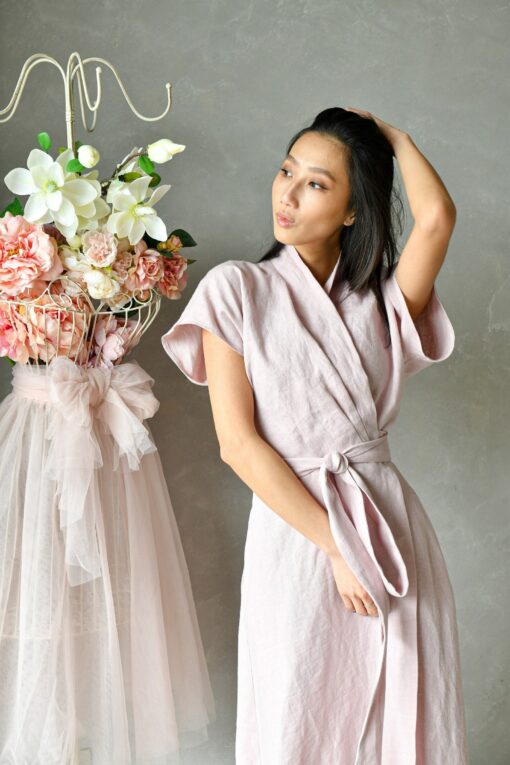 Enchanting HARPER Flowing Linen Wrap Dress for Summer Grace and Timeless Elegance - Image 4