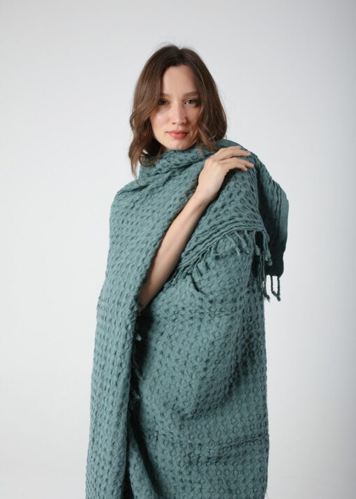 Cozy Haven Escape into Comfort with Our Gray Waffle Summer Throw Blanket - Image 5