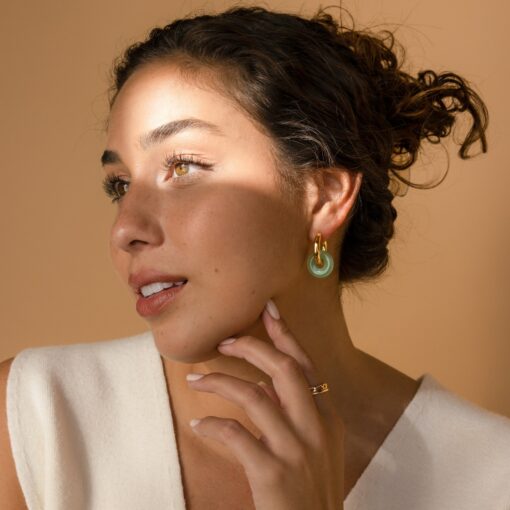 Captivating Chunky Jade Hoop Earrings Embrace Summer's Essence with Caitlyn Minimalist's ER302 - Image 4
