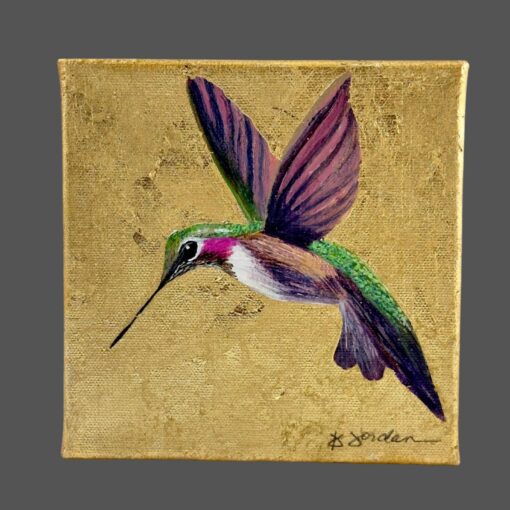 Handcrafted Hummingbird Gold Leaf Painting Illuminate Your Walls with Nature's Grace - Image 4