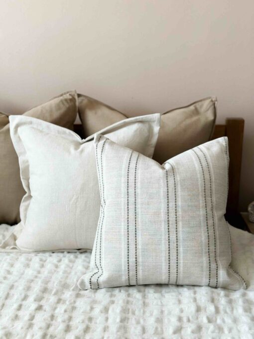 Plush Comfort Orla Flange Edge Cream/Sand Cushion with Duck Feather Pad - Image 2