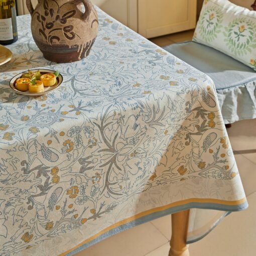 William Morris Blue Hand-Drawn Minimalist Forest Tablecloth Elevate Your Dining Experience with Rustic Charm - Image 5