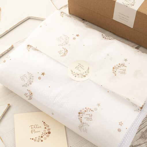 Toffee Moon Nut Brown Luxury Cotton Cable Baby Blanket Personalized with Embroidered Name and Date - Image 5
