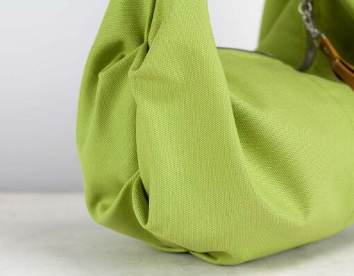 Lime Green Canvas Hobo Bag with Brown Leather Accents The Perfect Everyday Purse - Image 5