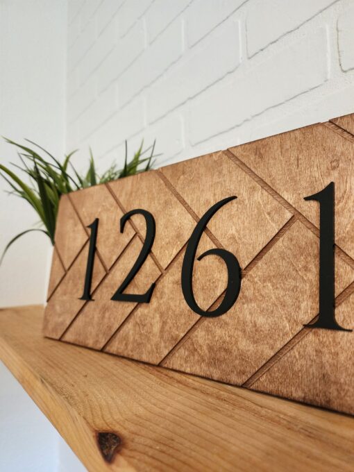 Modern Herringbone Address Sign Elevate Your Home's Curb Appeal with Style - Image 3