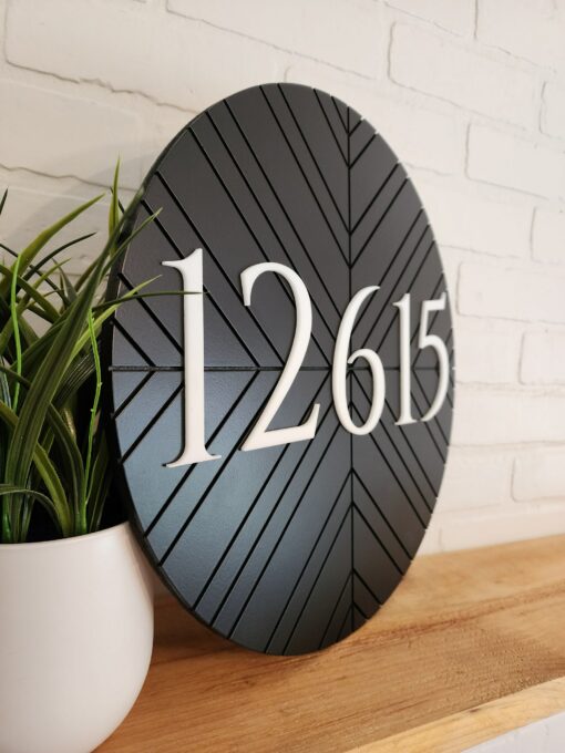 Modern Geometric Round Address Sign Elevate Your Home's Curb Appeal with Style - Image 2