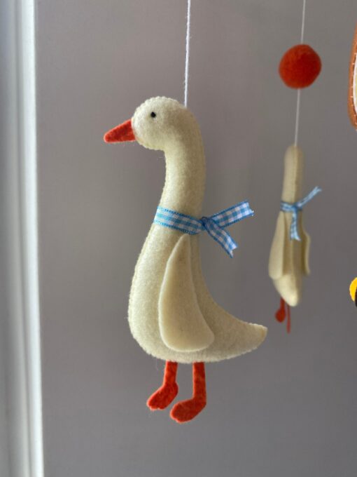 Enchanting Goose Blue Ribbon Baby Mobile A Serene Haven for Little Dreamers - Image 5