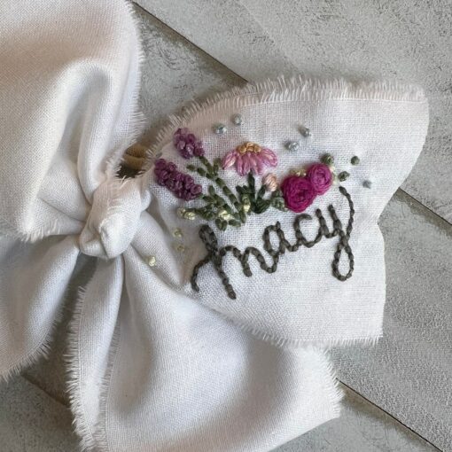 Hand Embroidered Name Bow A Personalized Touch for Special Occasions - Image 6