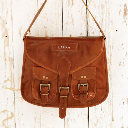 Personalized Saddlebag Premium Leather, Monogrammed Crossbody, Large Shoulder Bag - Image 2