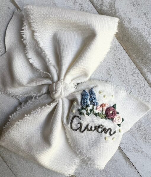 Hand Embroidered Name Bow A Personalized Touch for Special Occasions - Image 3