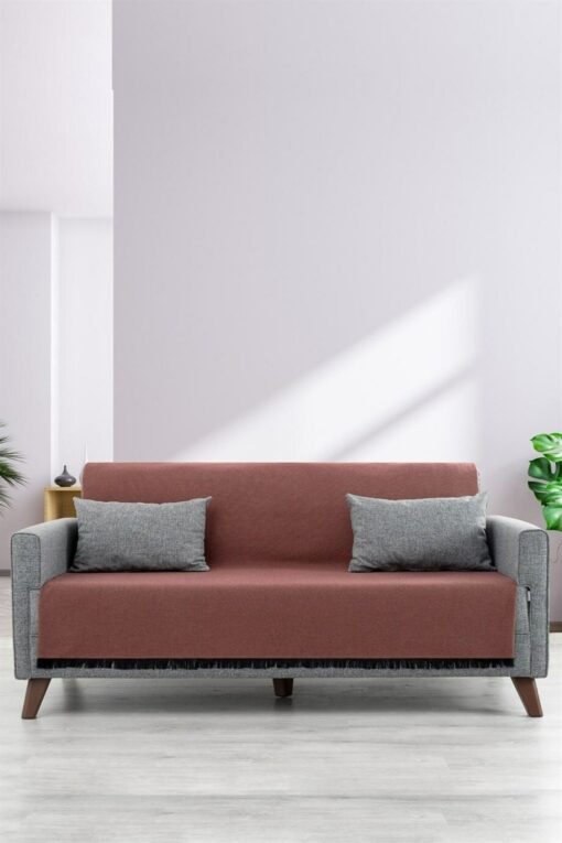 Organic Cotton Sofa Cover Cozy Haven with Fringed Elegance - Image 4