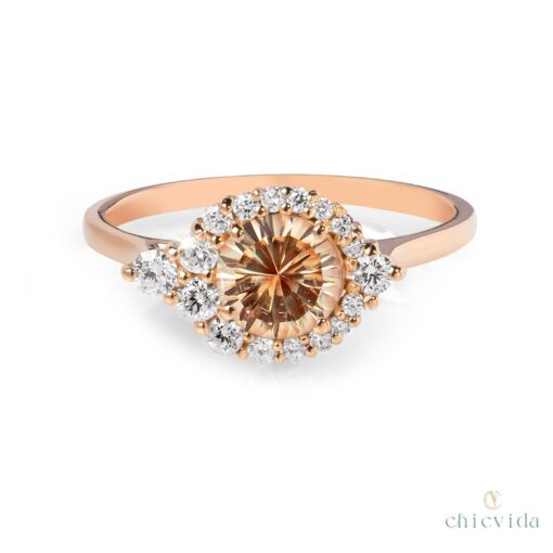 Sunstone Halo Ring A Radiant Symbol of Love and Commitment - Image 2