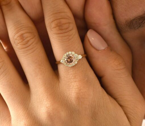 Sunstone Halo Ring A Radiant Symbol of Love and Commitment - Image 6
