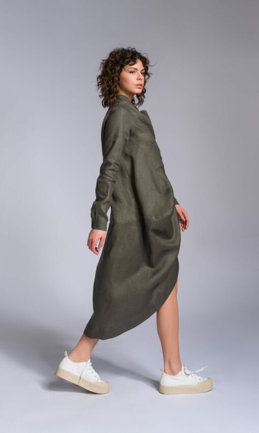 A90488 Draped Front Linen Shirt for Effortless Elegance - Image 6