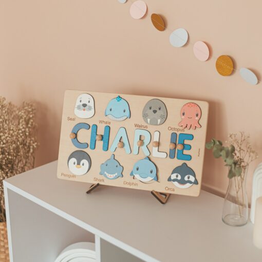 Personalized Wooden Name Puzzle Unique Gift for Kids and Babies - Image 4