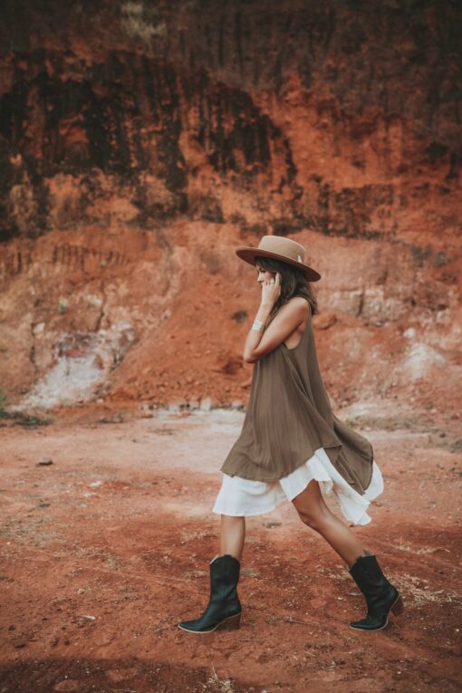 Bohemian Rhapsody Momoko Sandstone Midi Dress - Embrace Your Gypsy Spirit - Image 3