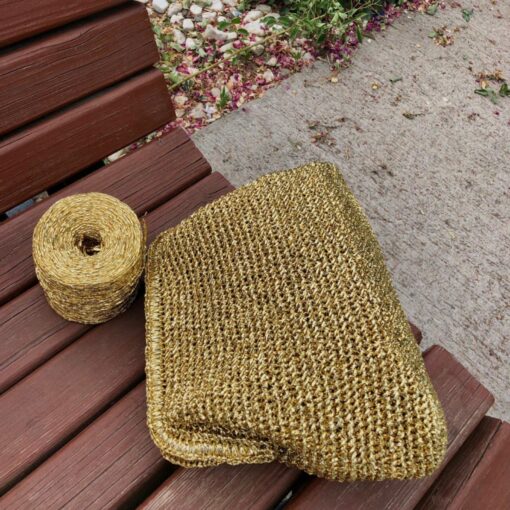 Shimmering Gold Raffia Clutch Elevate Your Summer Style with Luxury and Elegance - Image 6