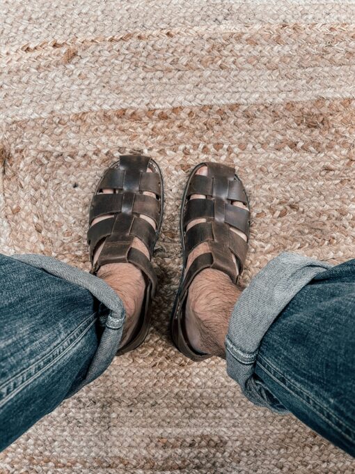 Unleash Your Inner Warrior Genuine Leather Gladiator Sandals for Men - Image 2