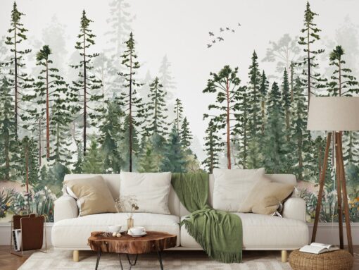 Woodland Watercolor Peel and Stick Wall Mural Transform Your Nursery into a Fairy Forest - Image 2