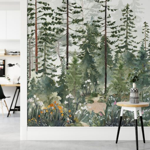 Woodland Watercolor Peel and Stick Wall Mural Transform Your Nursery into a Fairy Forest - Image 5