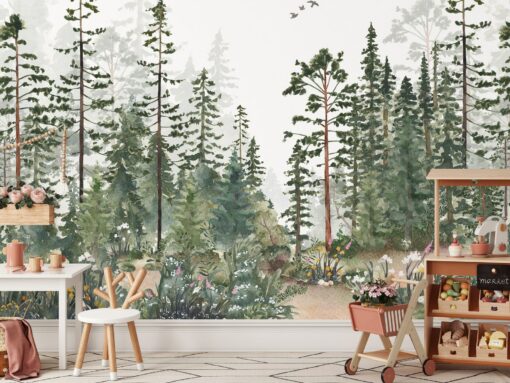 Woodland Watercolor Peel and Stick Wall Mural Transform Your Nursery into a Fairy Forest - Image 4