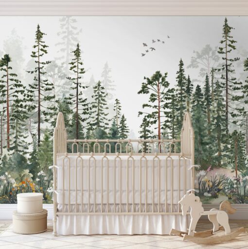 Woodland Watercolor Peel and Stick Wall Mural Transform Your Nursery into a Fairy Forest - Image 3