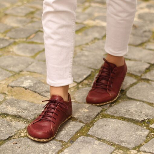 Barefooters Sneakers Slip On, Leather, Crazy Burgundy - Image 5