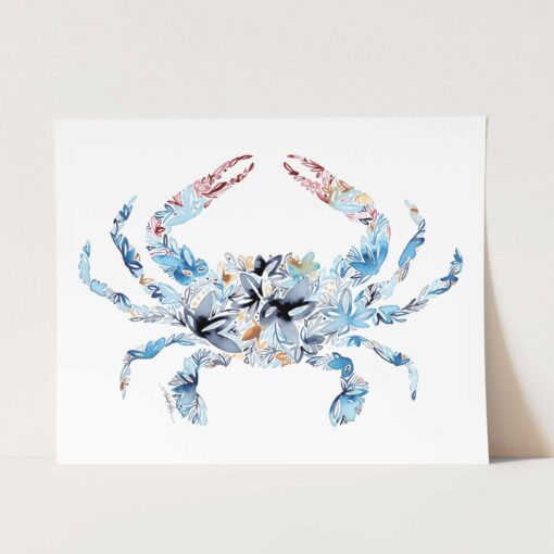 Coastal Charm Blue Crab Watercolor Print for Beachy Vibes and Ocean Lovers - Image 2