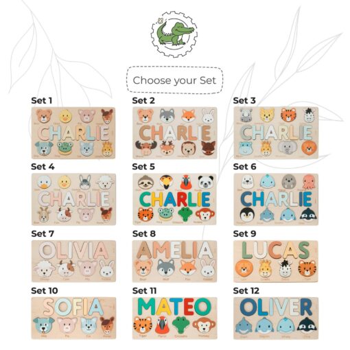 Personalized Safari Animal Name Puzzle Educational Montessori Toy for Toddlers, Custom Baby Shower or First Christmas Gift - Image 5