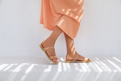 Handmade SELENE Unique Greek Women's Flat Leather Sandals for Spring and Summer - Image 5