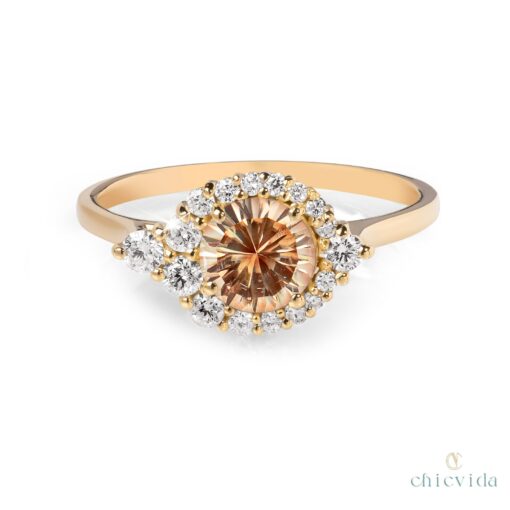 Sunstone Halo Ring A Radiant Symbol of Love and Commitment - Image 3