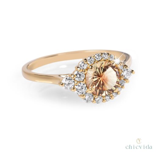 Sunstone Halo Ring A Radiant Symbol of Love and Commitment - Image 4