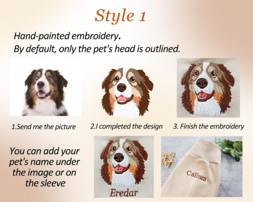 Personalized Embroidered Pet Portrait Sweatshirt Capture Your Furry Friend's Charm - Image 6