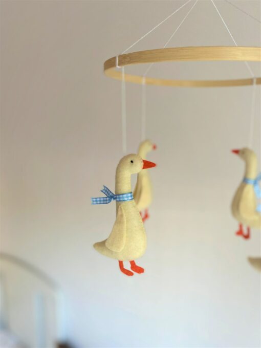 Enchanting Goose Blue Ribbon Baby Mobile A Serene Haven for Little Dreamers - Image 6