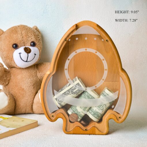 Handcrafted Wooden Plane Piggy Bank A Unique and Personalized Gift for Special Occasions - Image 4