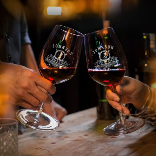 Personalized Wine Glass Set with Crystal Stopper Etched Elegance for Wine Enthusiasts - Image 3