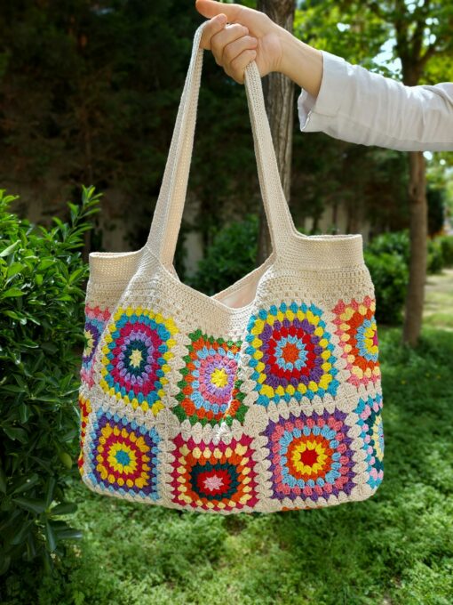 Granny Square Crochet Bag A Boho Patchwork Masterpiece for Beach Days and Beyond - Image 5