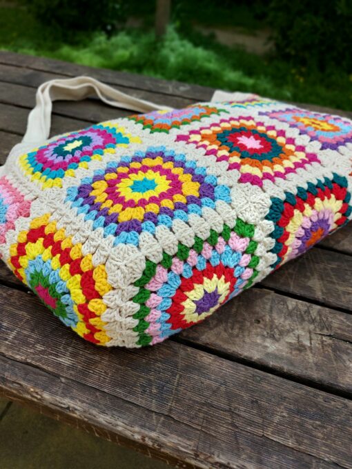 Granny Square Crochet Bag A Boho Patchwork Masterpiece for Beach Days and Beyond - Image 6