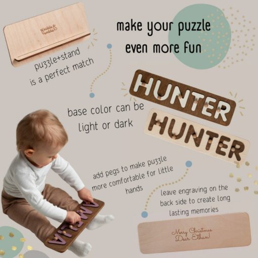 Personalized Vehicle Puzzle Unique Baby Boy Name Gift for First Birthday - Image 6